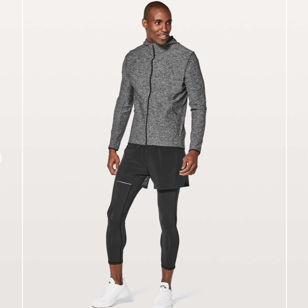 Lululemon Surge Warm Full Zip Hoodie in Heathered Black - Size Large